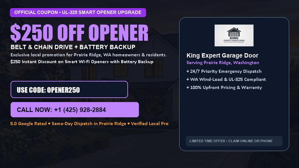 King Expert Garage Door $250 OFF Premium LiftMaster Opener Installation in Prairie Ridge, WA